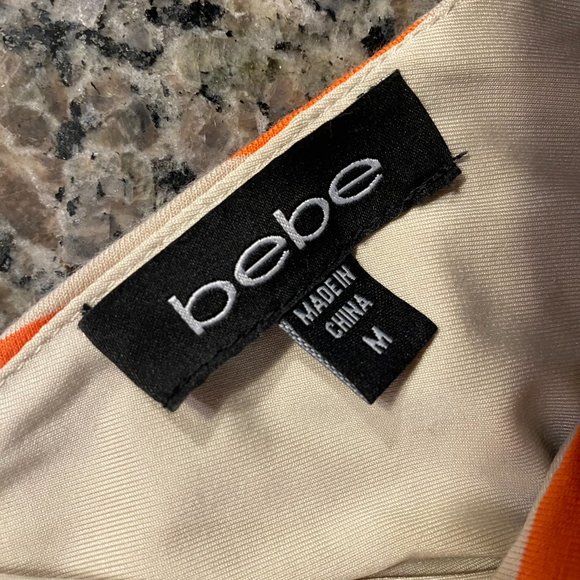 Bebe Vneck Orange and Tan Chevron Stripe Dress Size Medium - Picture 9 of 11
